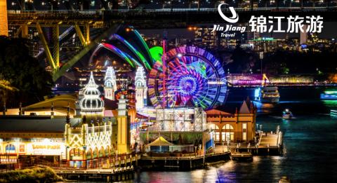 缤纷悉尼灯光音乐节2018 (Vivid Sydney) The Luna Park ferris wheel illuminated by the Phantasos light installation during Vivid Sydney 2018